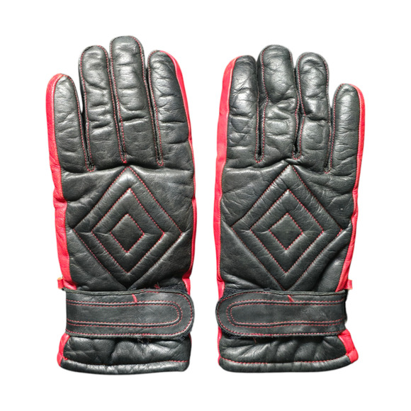 Vintage ARIS Red & Black SOFTAN Winter Weather Snow Ski Gloves Men's Small - Picture 1 of 16